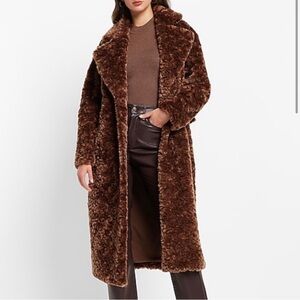 NWT Belted Faux Fur Trench Coat - Express Brand - Size L